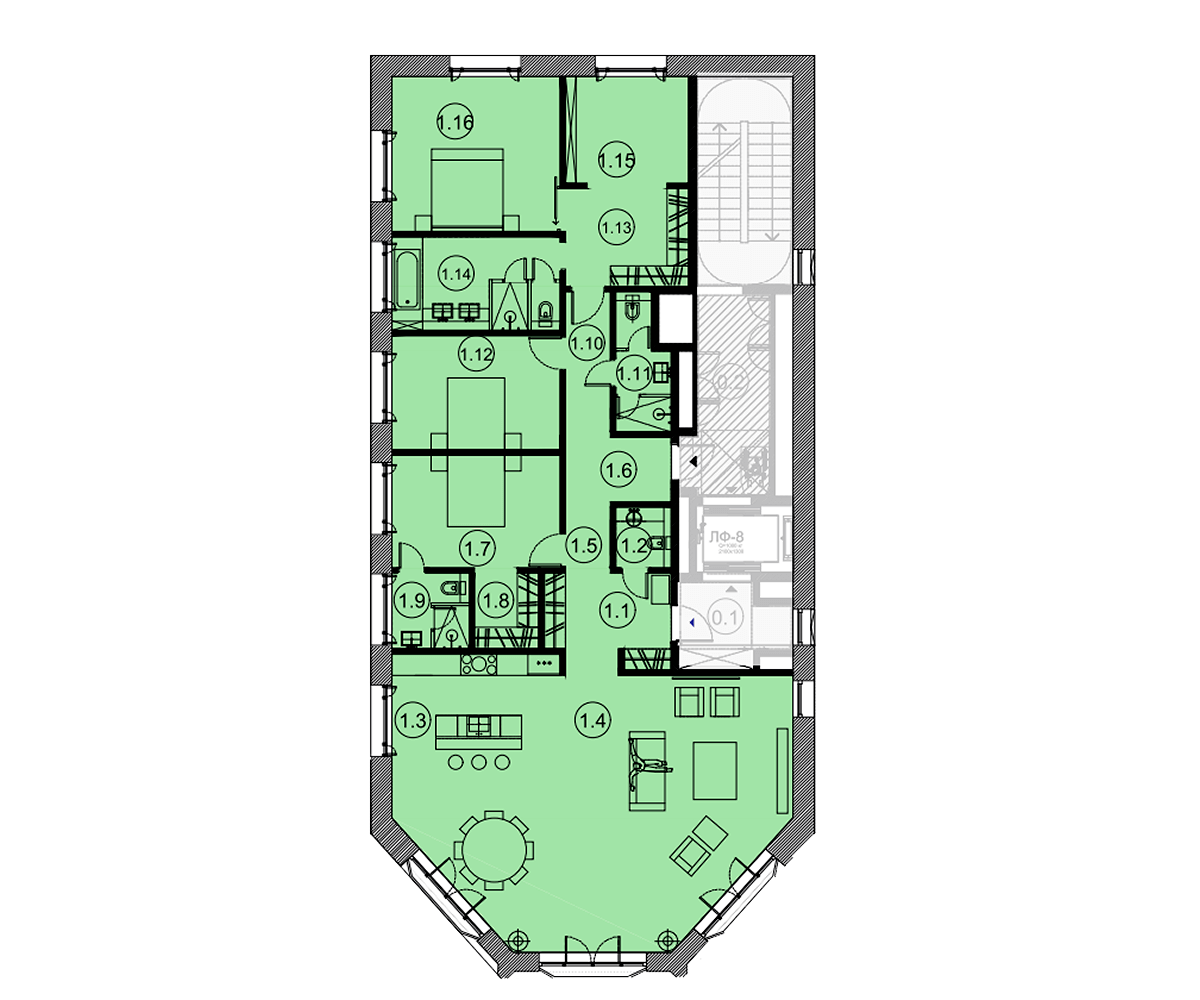 Квартира с 3 спальнями